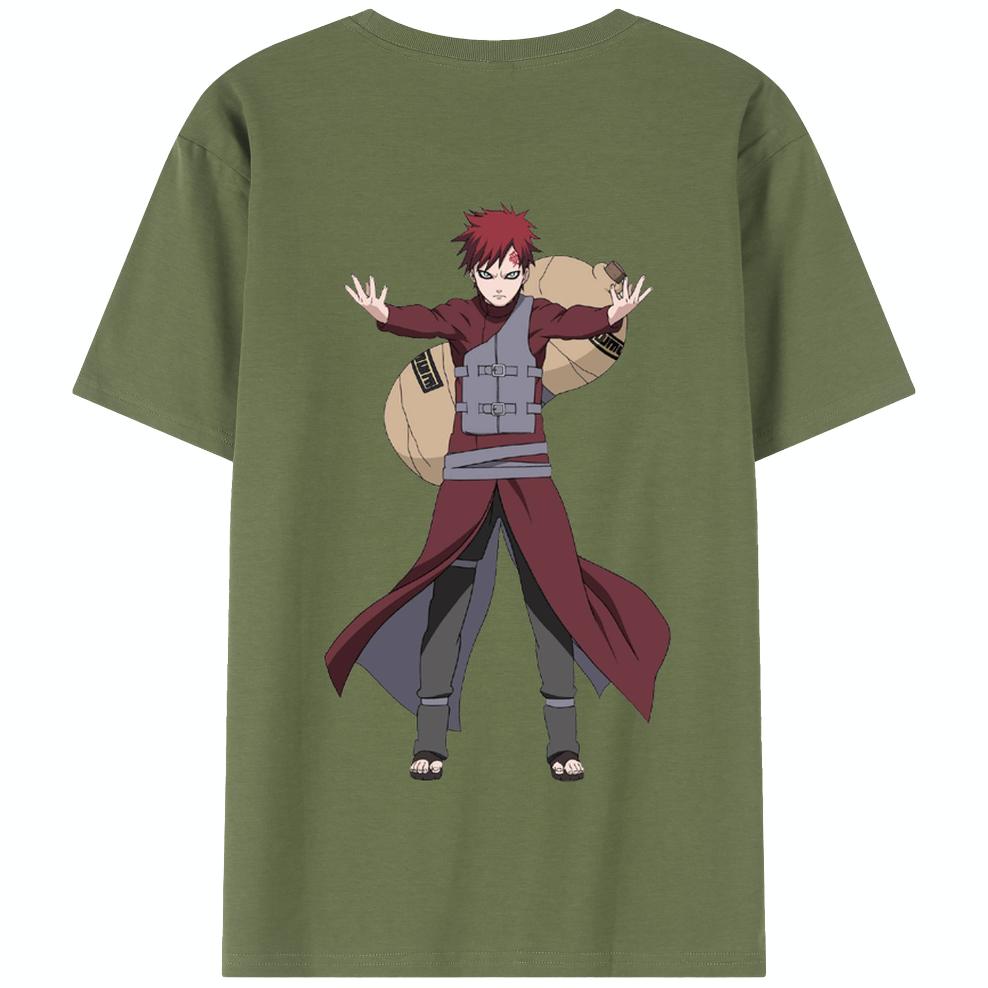 （画像用） NARUTO -ナルト- ガアラ Gaara 綿100％半袖Tシャツ（背面プリント）